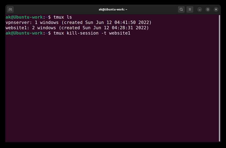 Примеры команд Tmux для управления несколькими терминальными сессиями